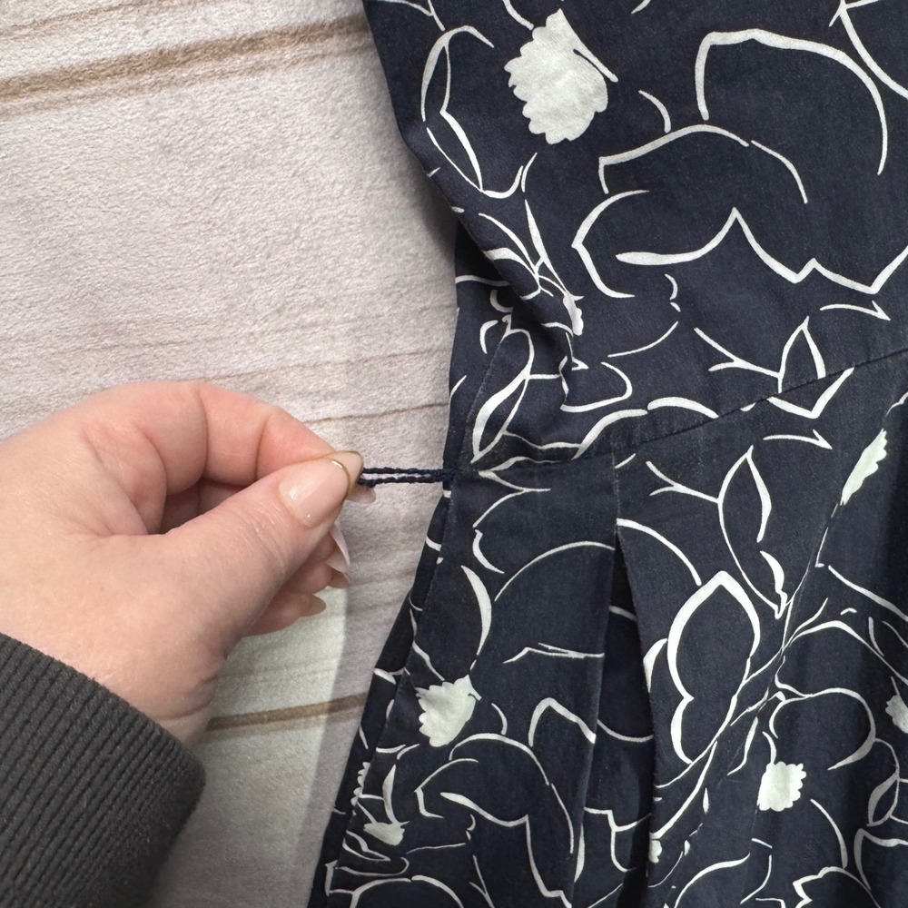 Tommy Hilfiger Navy Blue White Floral Cotton Fit Flare Dress 18 Sleeveless - Picture 3 of 7